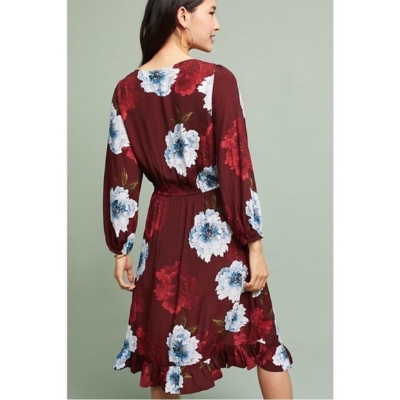 Anthropologie Plenty by Tracy Reese Burgundy Maroon Red Floral Aleah Dress XS - Picture 11 of 13